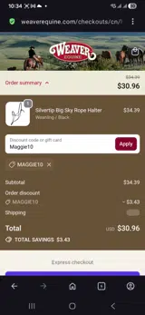 Maggie10 coupon verification screenshot