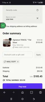MAIL15OFF coupon verification screenshot
