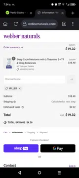 MILLER coupon verification screenshot