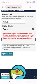 THRIVE coupon verification screenshot