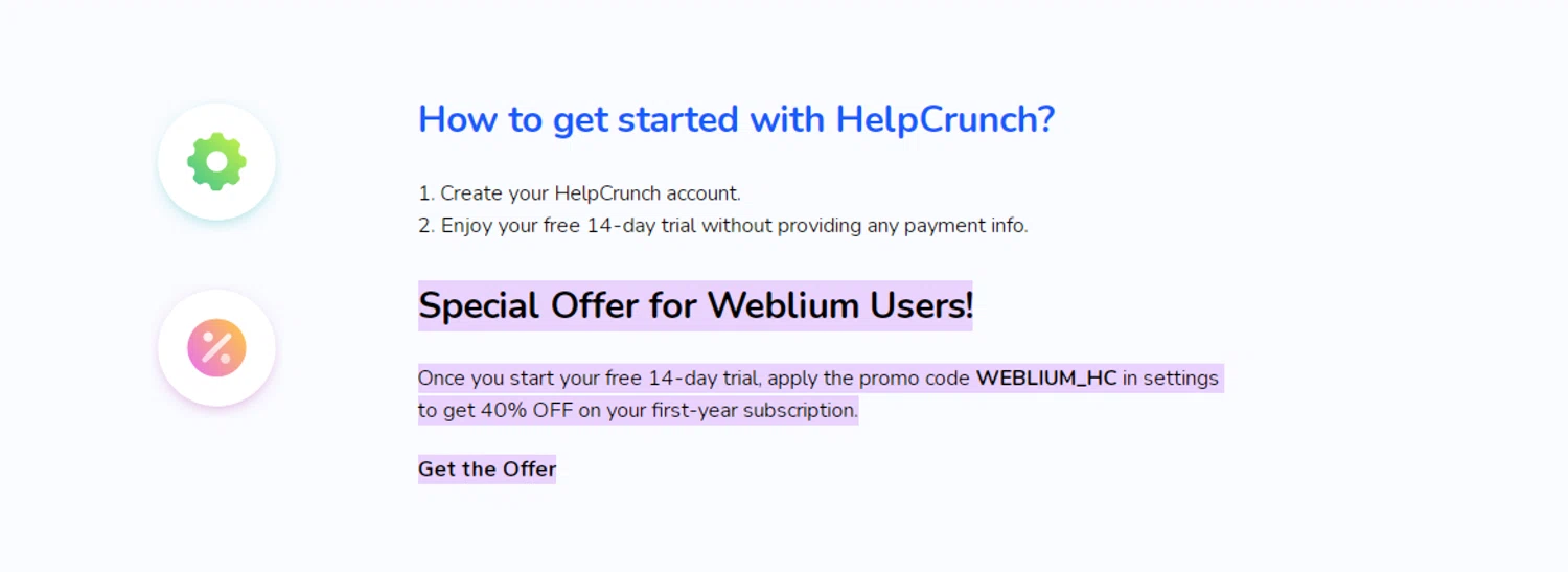 Weblium coupon code screenshot showing code WEBLIUM_HC applied at Weblium checkout page. Uploaded by SimplyCodes community member Alofoke on Oct 3, 2025