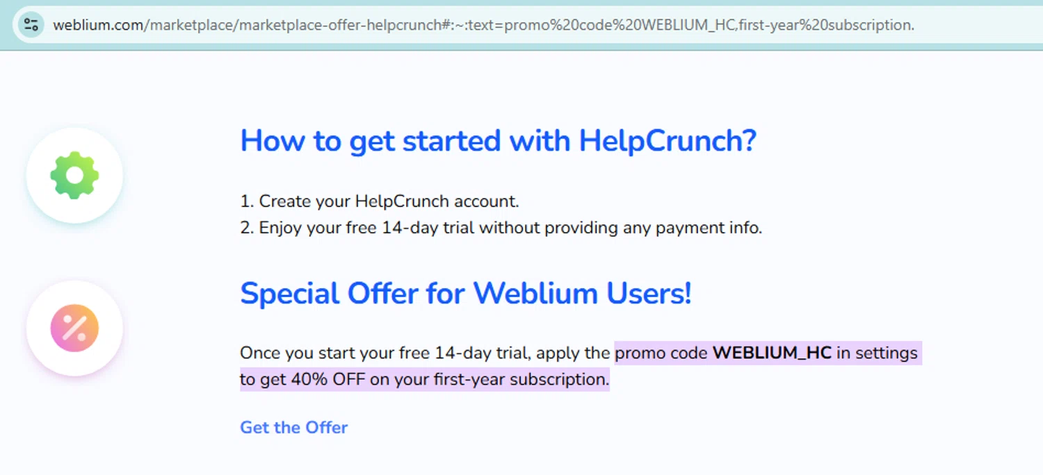 Weblium promo code screenshot showing code WEBLIUM_HC applied at Weblium checkout page. Uploaded by SimplyCodes community member PaulSkenes on Jun 9, 2026