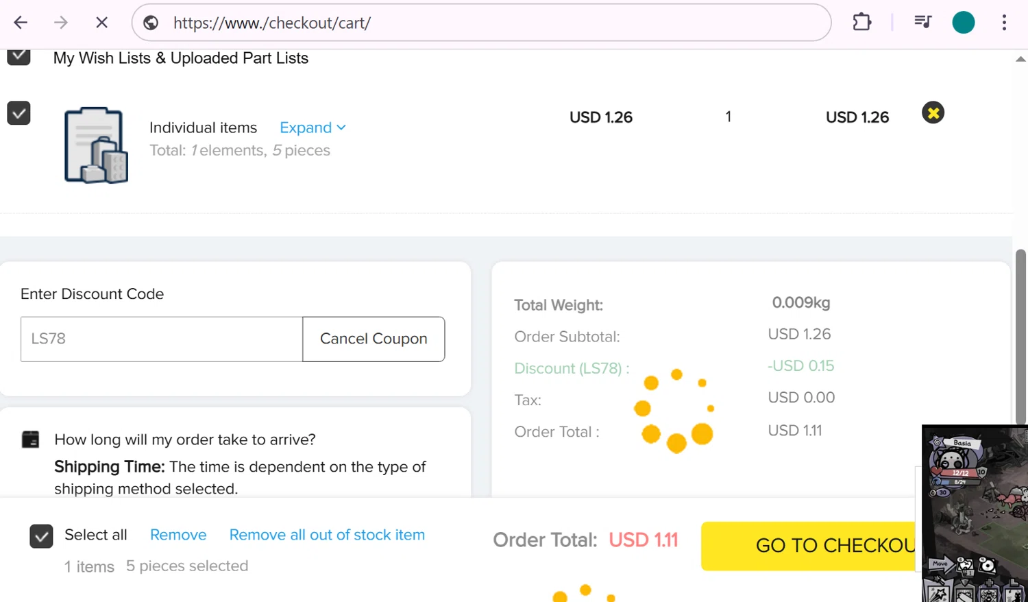 Webrick discount code screenshot showing code LS78 applied at Webrick checkout page. Uploaded by SimplyCodes community member anosesmith on Feb 16, 2026