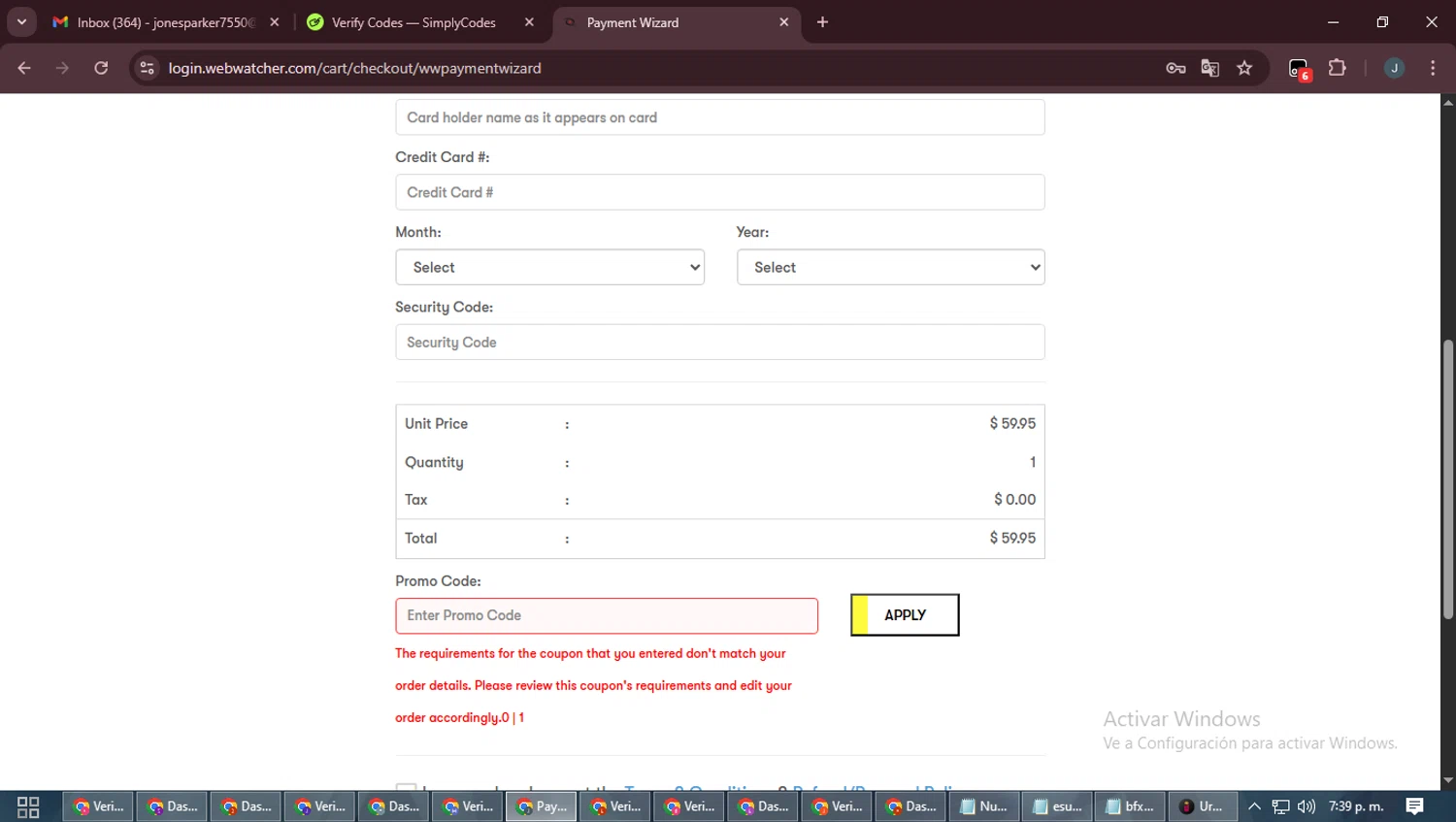WebWatcher promo code screenshot showing code WW75 applied at WebWatcher checkout page. Uploaded by SimplyCodes community member ScanLynx8928 on Sep 15, 2025