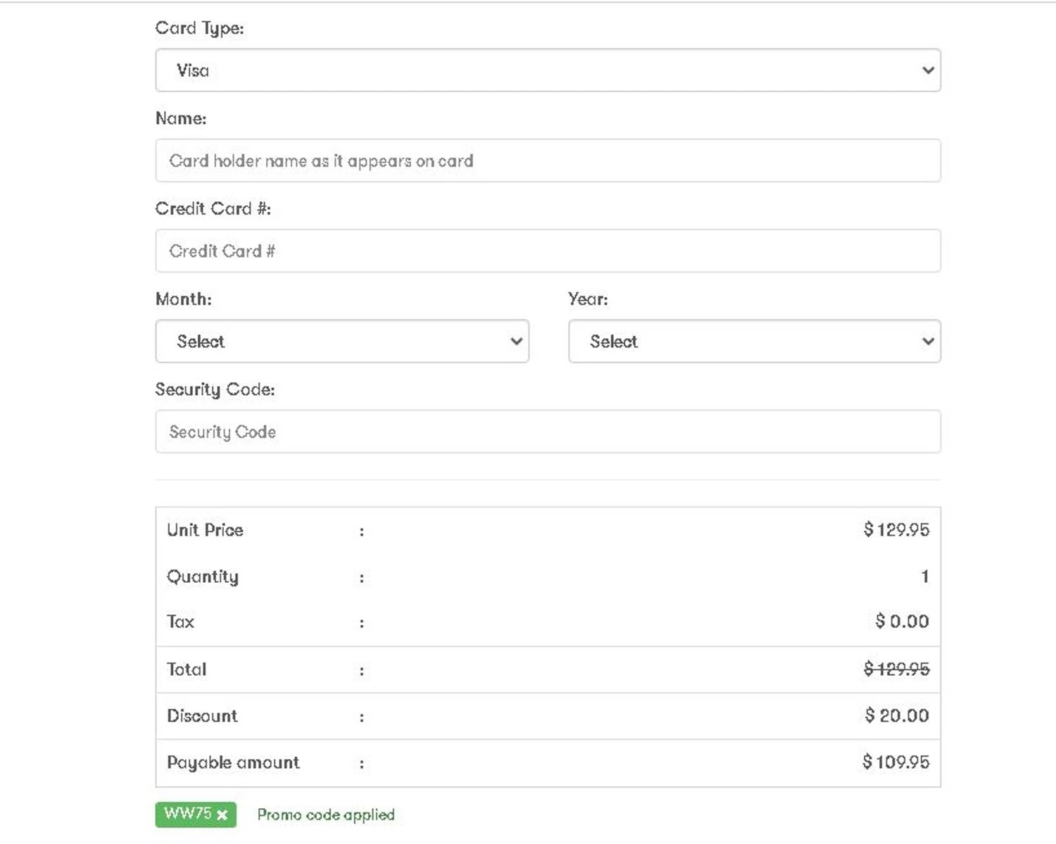 WebWatcher checkout page showing WebWatcher promo code box | Screenshot taken by SimplyCodes community member on May 3, 2024