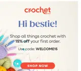 WELCOME15 coupon verification screenshot