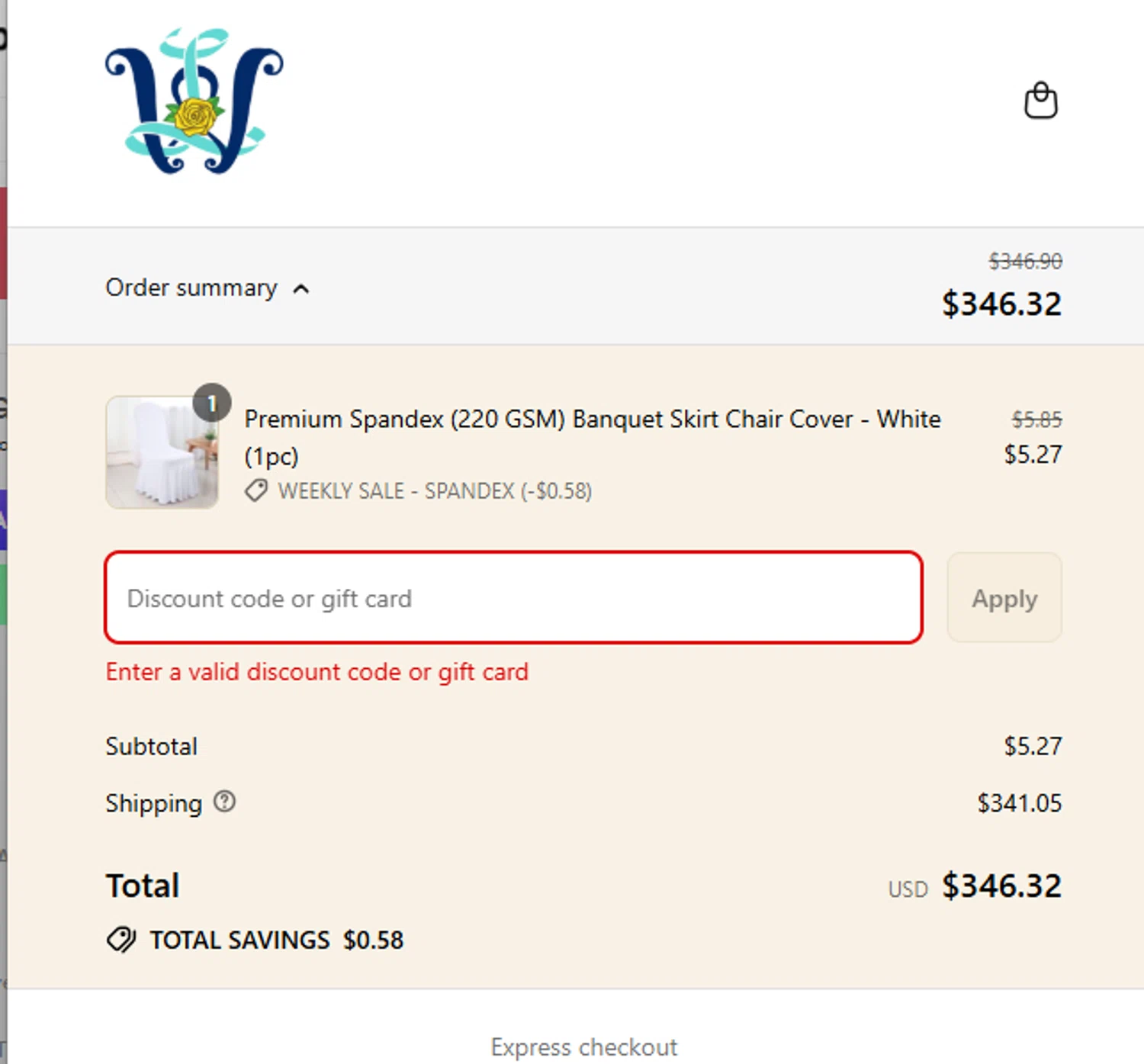 Wedding Linens Direct promo code screenshot showing code laborday applied at Wedding Linens Direct checkout page. Uploaded by SimplyCodes community member Guacamole_Picante on Sep 8, 2025