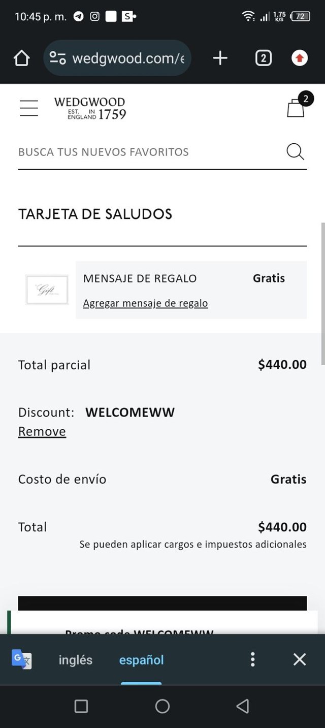 Wedgwood checkout page showing Wedgwood promo code box | Screenshot taken by SimplyCodes community member on Apr 27, 2024