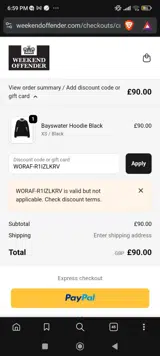WORAF-R1IZLKRV coupon verification screenshot