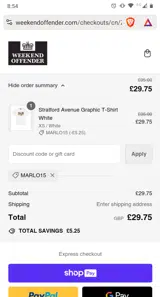 MARLO15 coupon verification screenshot