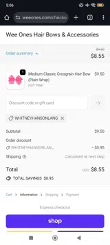 whitneyhansonlang coupon verification screenshot
