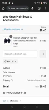 HALLIE coupon verification screenshot