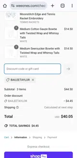 Baileetaylor coupon verification screenshot