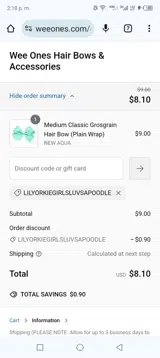 LILYORKIEGIRLSLUVSAPOODLE coupon verification screenshot