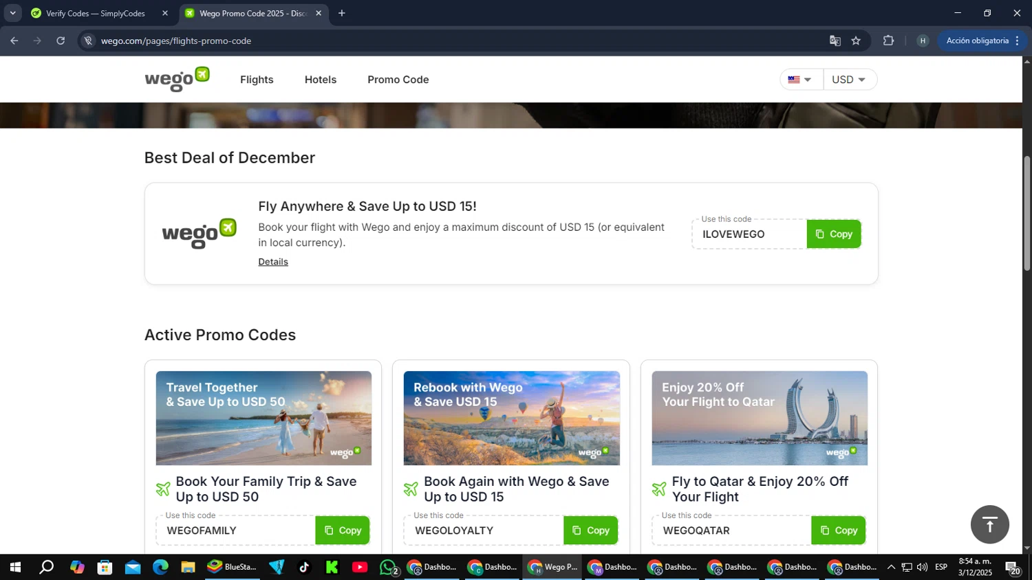 WeGo promo code screenshot showing code BOW30 applied at WeGo checkout page. Uploaded by SimplyCodes community member PromoScout8746 on Dec 3, 2025