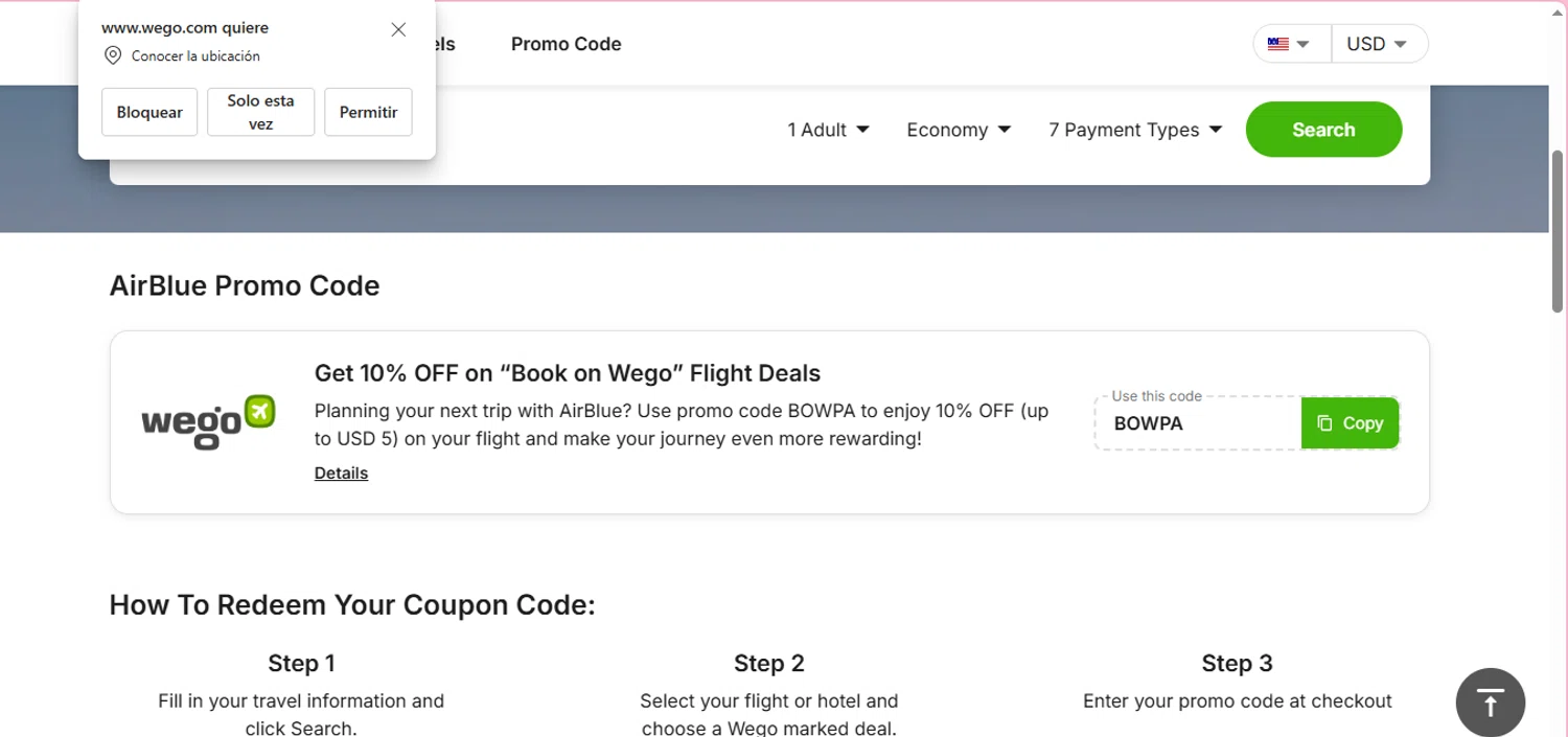 WeGo promo code screenshot showing code BOWPA applied at WeGo checkout page. Uploaded by SimplyCodes community member negrita on Nov 7, 2025
