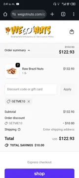 getme10 coupon verification screenshot