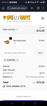 SURPRISE coupon verification screenshot