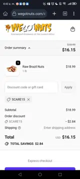 scare15 coupon verification screenshot