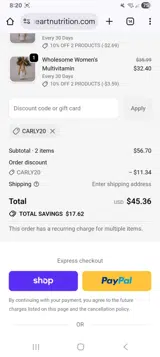 We Heart Nutrition coupon verification screenshot
