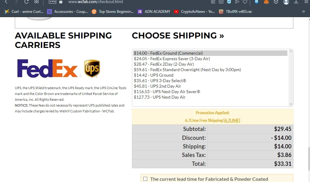 Wehrli checkout page showing Wehrli promo code box | Screenshot taken by SimplyCodes community member on Nov 7, 2022