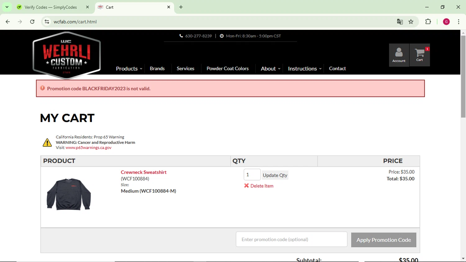 Wehrli promo code screenshot showing code BLACKFRIDAY2023 applied at Wehrli checkout page. Uploaded by SimplyCodes community member CrownFinder3074 on Jan 28, 2025