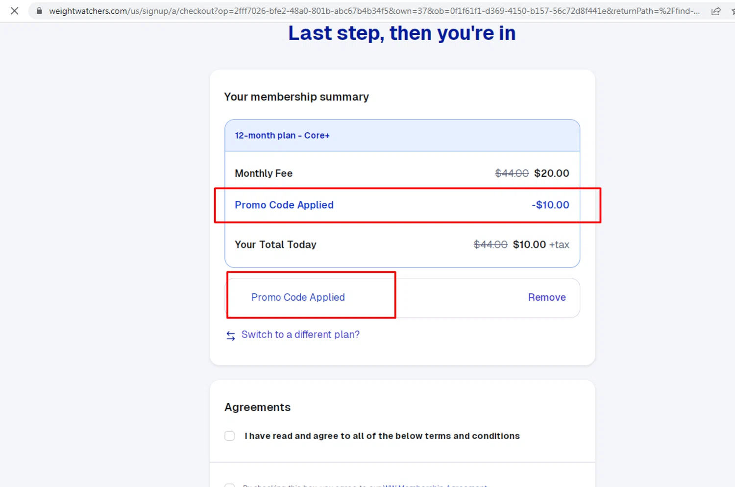 WeightWatchers promo code screenshot showing code KAYTLYN applied at WeightWatchers checkout page. Uploaded by SimplyCodes community member nileskamarcano on Jun 21, 2026