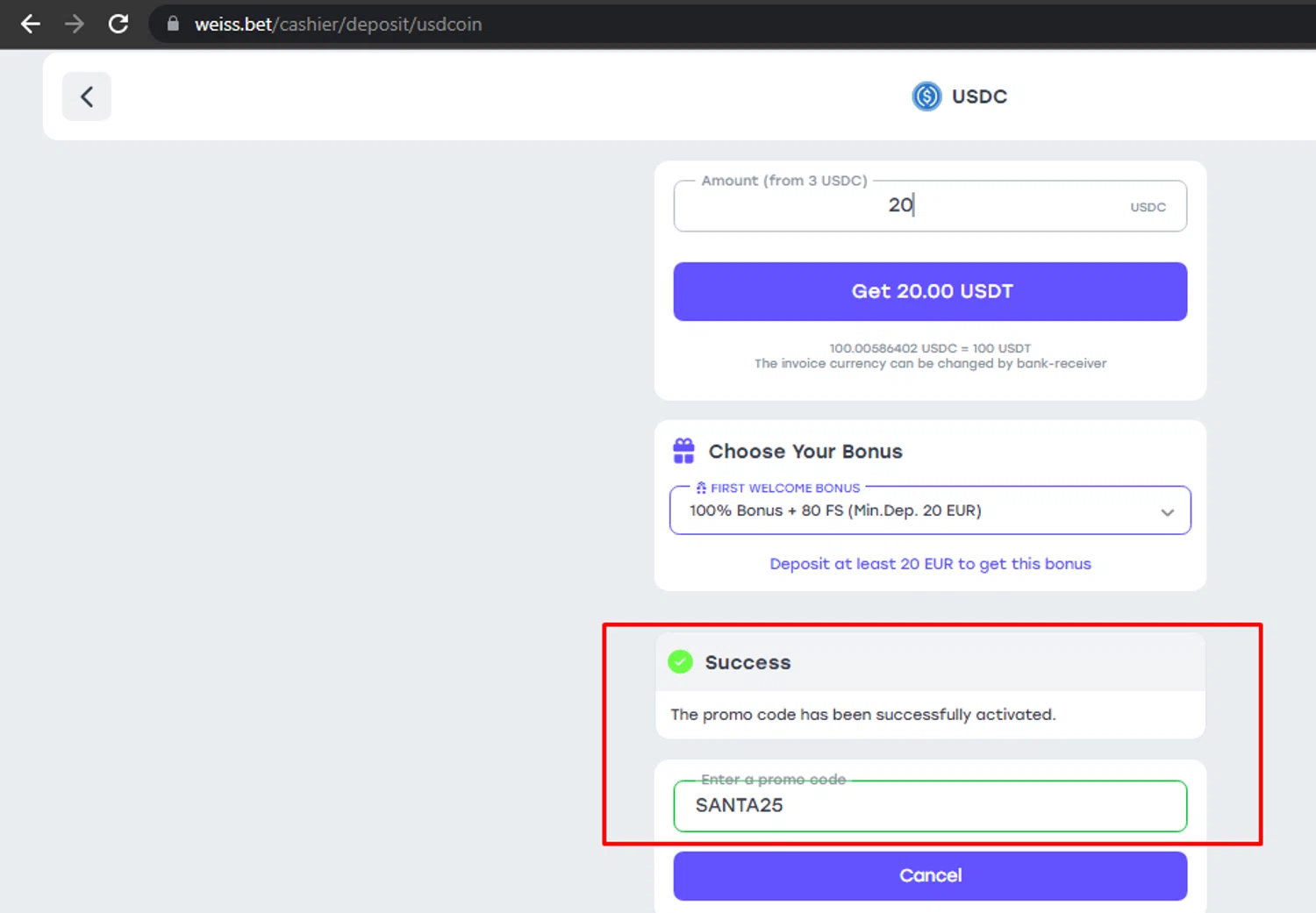 Weiss promo code screenshot showing code SANTA25 applied at Weiss checkout page. Uploaded by SimplyCodes community member johnenrique on Dec 17, 2025