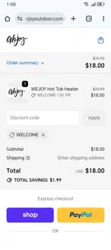 WELCOME coupon verification screenshot