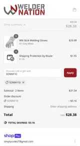 SONNY10 coupon verification screenshot