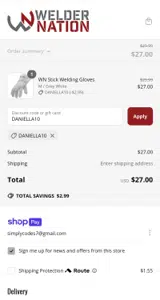 DANIELLA10 coupon verification screenshot