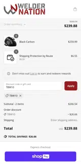 TBW10 coupon verification screenshot