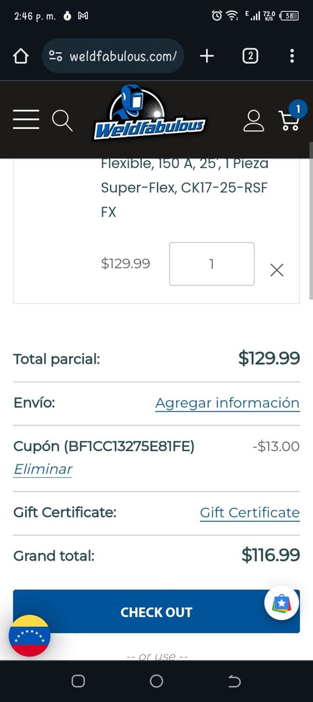 Weldfabulous checkout page showing Weldfabulous promo code box | Screenshot taken by SimplyCodes community member on Apr 17, 2024
