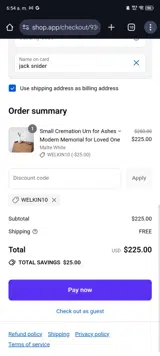 WELKIN10 coupon verification screenshot