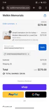 GRIEFAWAKENINGPOD10 coupon verification screenshot