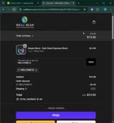 WELCOME10 coupon verification screenshot