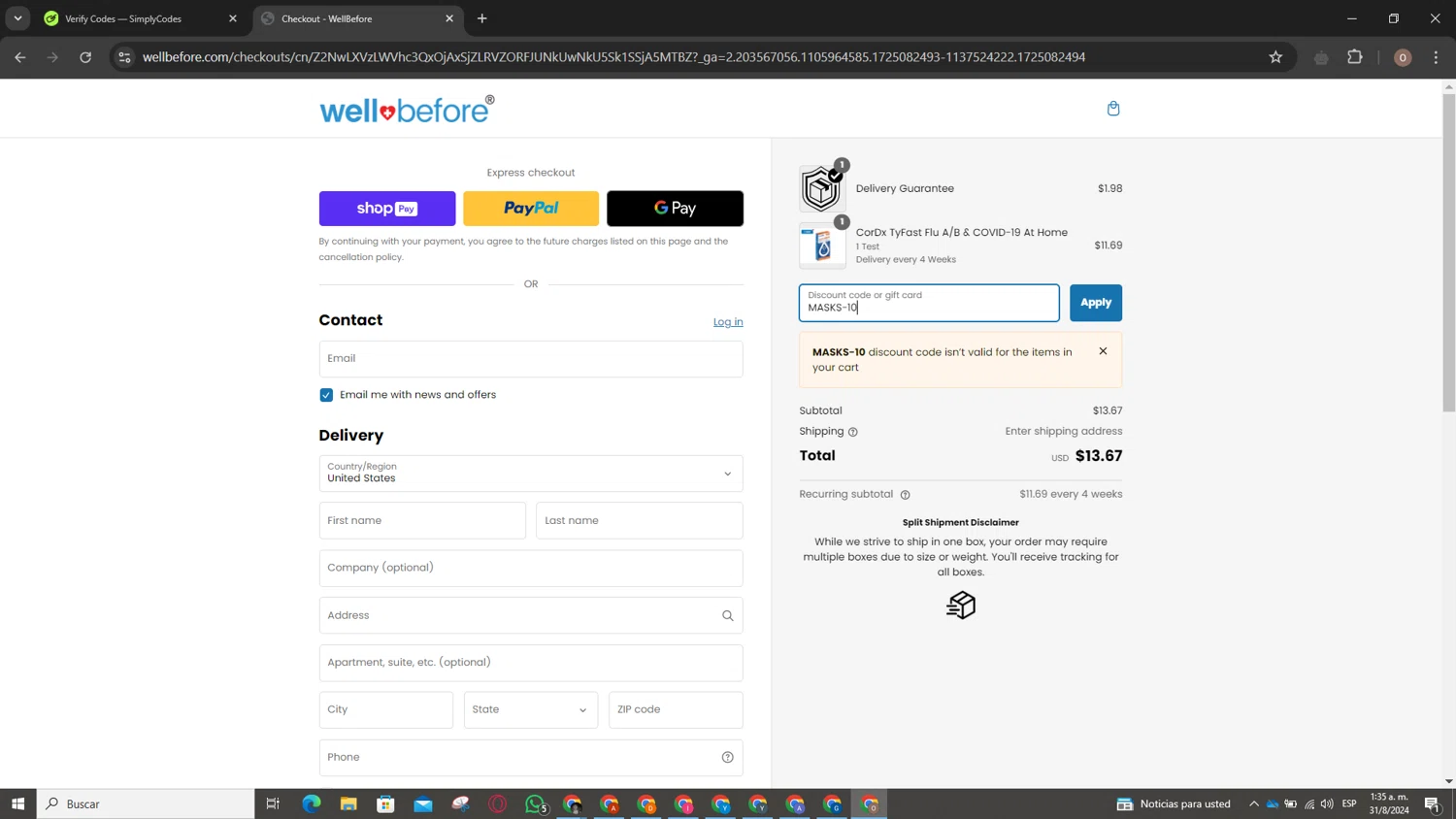 where to use Wellbefore promo code box