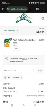 CRAZYLOVE15 coupon verification screenshot
