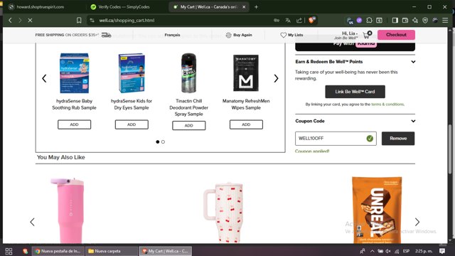 Well.ca checkout page showing Well.ca promo code box | Screenshot taken by SimplyCodes community member on Aug 24, 2025