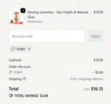 YEIMY coupon verification screenshot