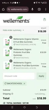 BACKTOSCHOOL coupon verification screenshot