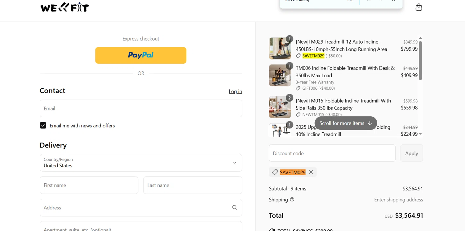 Wellfit discount code screenshot showing code SAVETM029 applied at Wellfit checkout page. Uploaded by SimplyCodes community member Lioniel on May 9, 2025