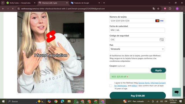 Wellness Wag checkout page showing Wellness Wag coupon code box | Screenshot taken by SimplyCodes community member on Aug 3, 2025