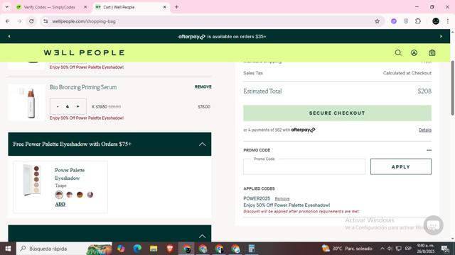 Well People checkout page showing Well People promo code box | Screenshot taken by SimplyCodes community member on Aug 26, 2025