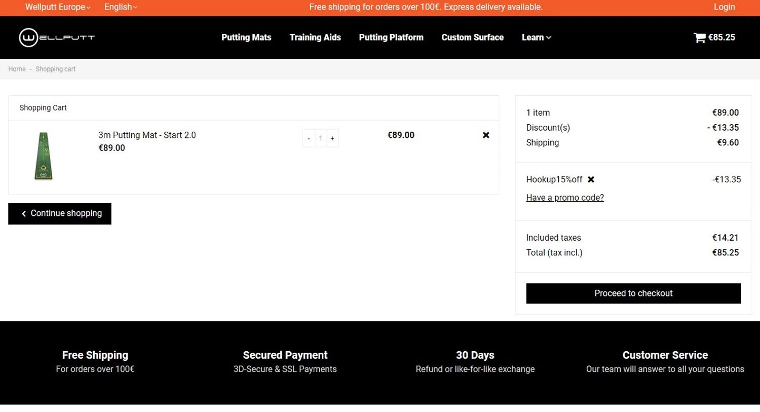 Wellputt promo code screenshot showing code AFF15_hookup15 applied at Wellputt checkout page. Uploaded by SimplyCodes community member PennyHero5335 on Jan 5, 2025