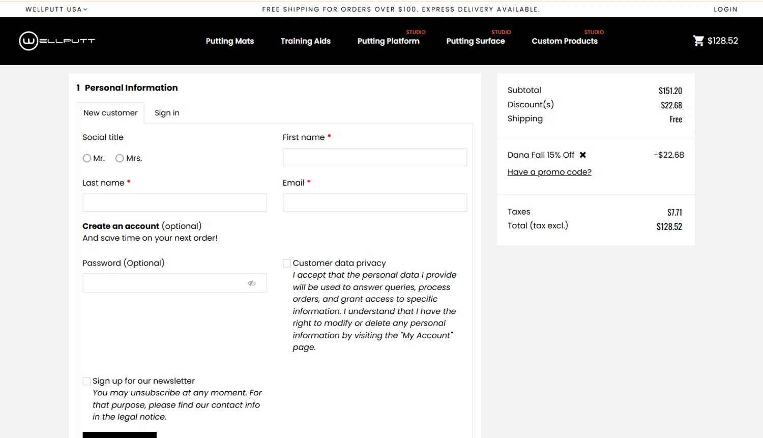 Wellputt promo code screenshot showing code AFF15_DANA applied at Wellputt checkout page. Uploaded by SimplyCodes community member Marboroooooooooooo on Aug 18, 2025