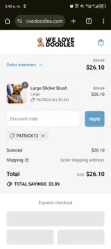 PATRICK13 coupon verification screenshot