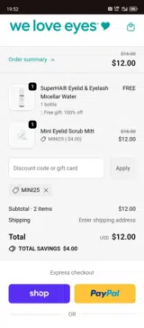 We Love Eyes coupon verification screenshot