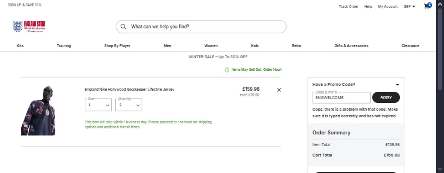 Wembley Stadium Tours promo code screenshot showing code ENGWELCOME applied at Wembley Stadium Tours checkout page. Uploaded by SimplyCodes community member TraxoGamer on Jan 7, 2026