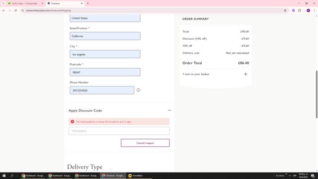 Wentworth Puzzles checkout page showing Wentworth Puzzles promo code box | Screenshot taken by SimplyCodes community member on Jun 20, 2025